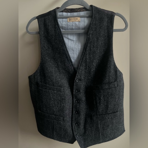 J. Crew Vintage Gray Herringbone Vest - Picture 8 of 11